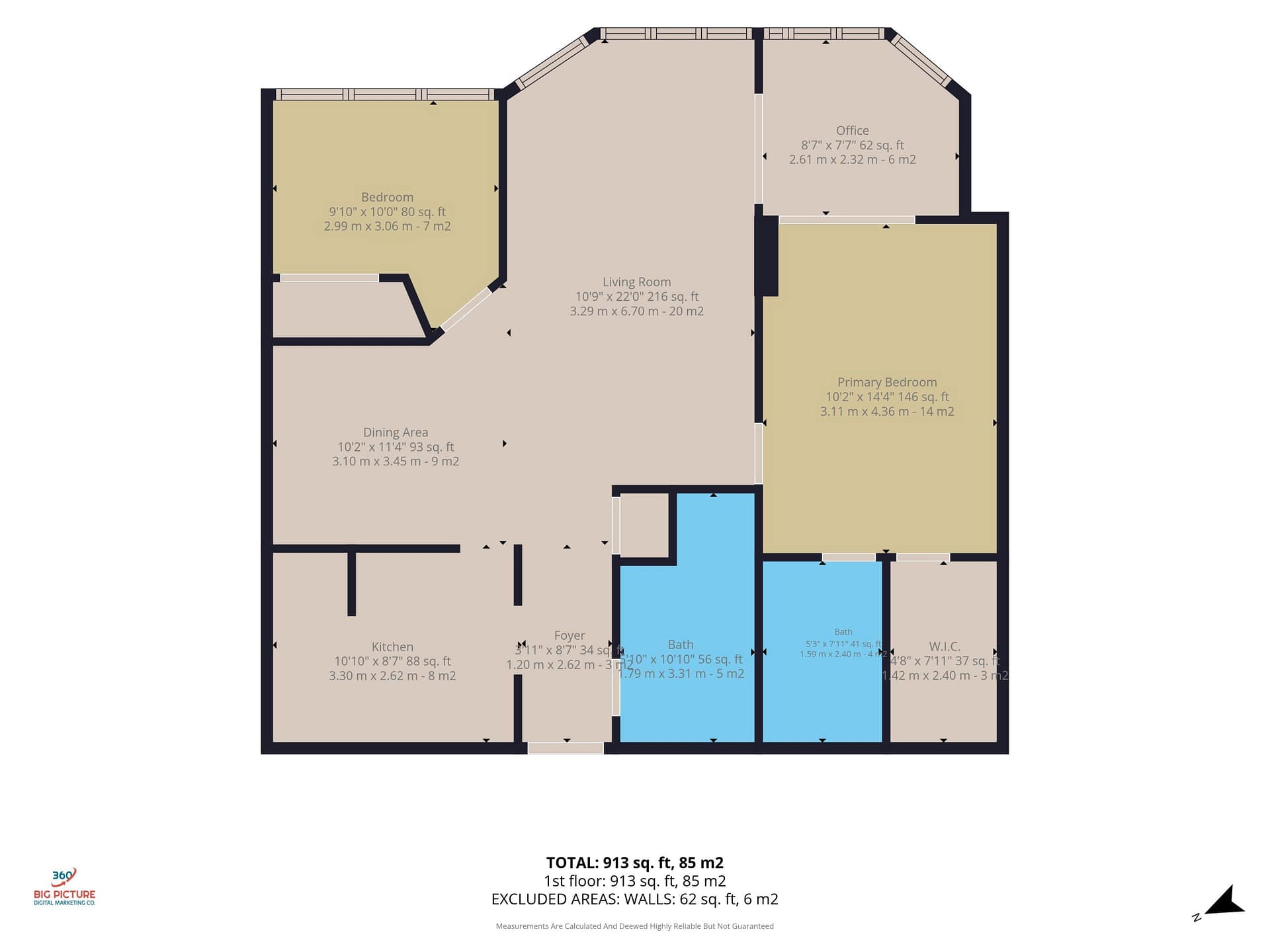 Schematic floor plan with dimensions for a Scarborough condo listing